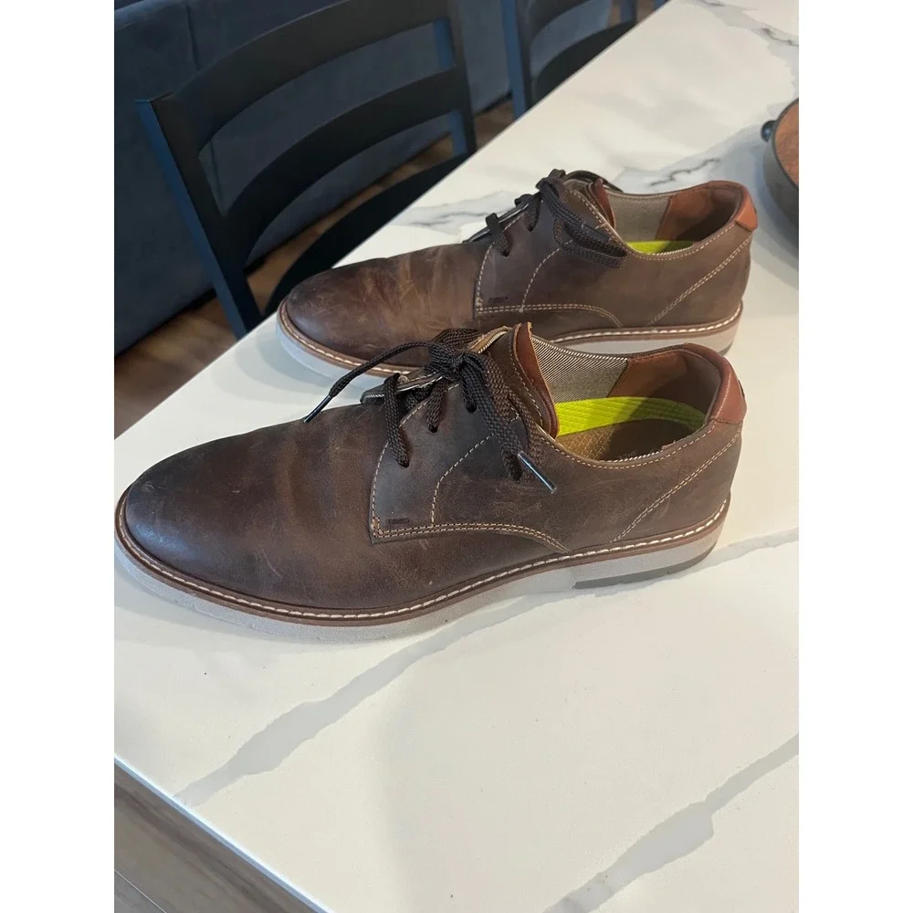 Florsheim Norwalk Plain‎ Toe Oxford Comfortech Brown Leather Derby Shoes 7.5M